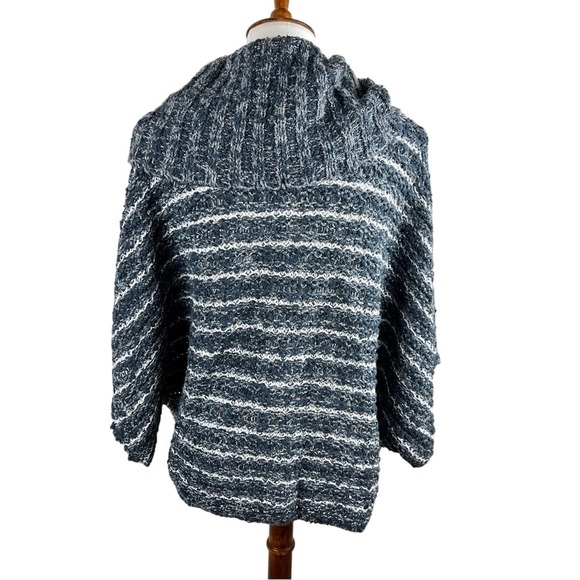 Moth Anthropologie Knit Sweater Neutral Gray Stripe XS/S Cozy Chunky Cabincore - Picture 3 of 11